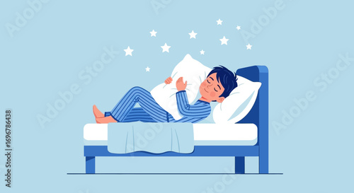 Peaceful Slumber: A Young Person Dreaming, Floating Among Gentle Celestial Lights
