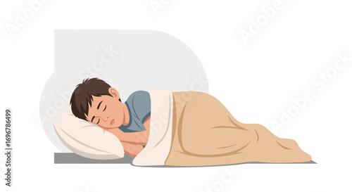 Peaceful Slumber Depicted: Illustration of a Child Embracing the Quiet of Sleep