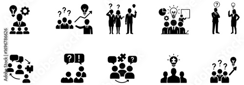 Business Teamwork and Problem Solving Icons Set