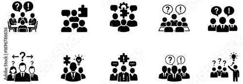 Business Teamwork and Problem Solving Icons Set