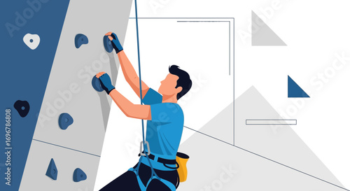Man Climbing Wall Showing Determination, Perseverance, Strength, And Courage for Success