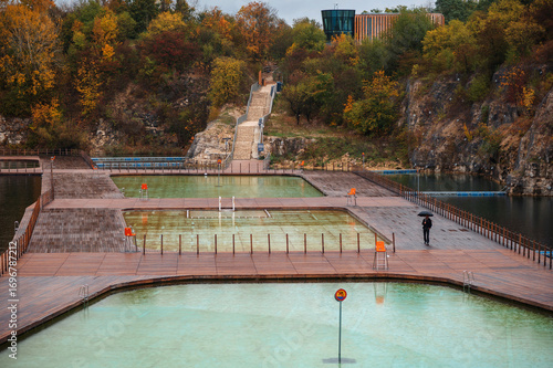 Quarry Pool Surrounded by Autumn Foliage