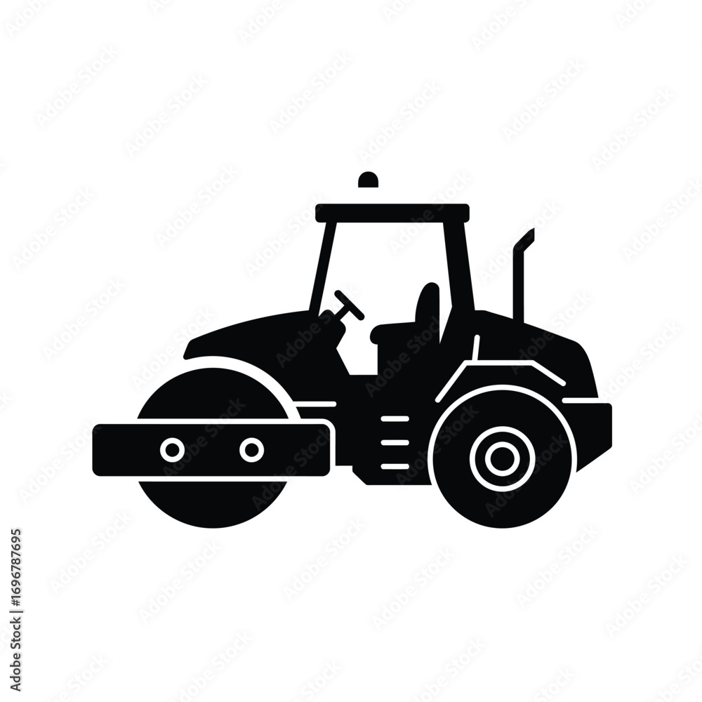 Naklejka premium Minimalist road roller icon on a white background. EPS 10.