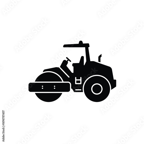 Minimalist road roller icon on a white background. EPS 10.