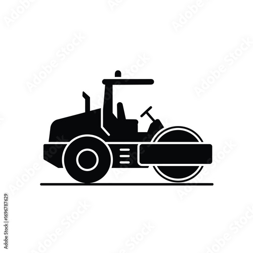 Minimalist road roller icon on a white background. EPS 10.