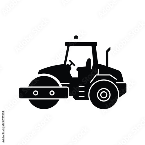 Minimalist road roller icon on a white background. EPS 10.