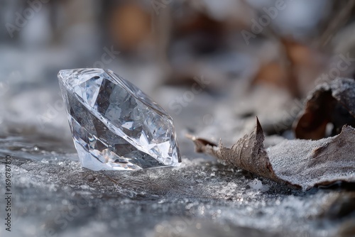 Diamond on a Bed of Leaves - A Glimpse of Natures Beauty.