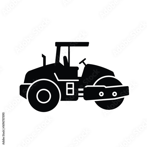 Minimalist road roller icon on a white background. EPS 10.