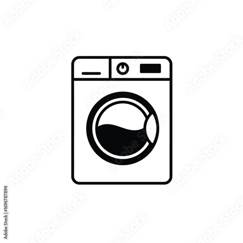 Minimalist front-loading washing machine icon on a white background. EPS 10.