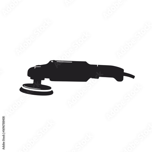 Minimalist electric angle grinder icon on a white background. EPS 10.