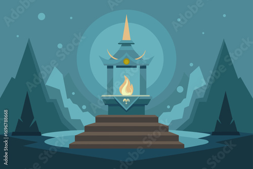 a ceremonial offering space  intricately designed 