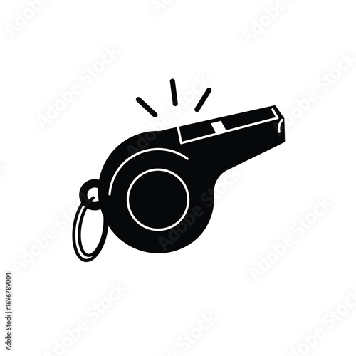 Minimalist black whistle icon on a white background. EPS 10.