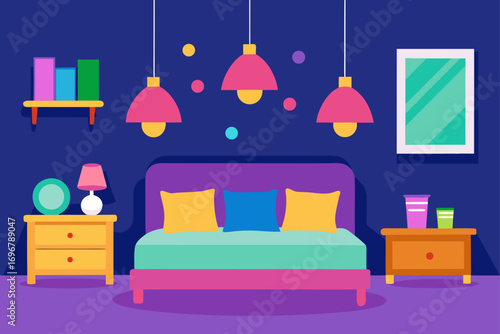 brightly decorated children s bedroom with colorfu