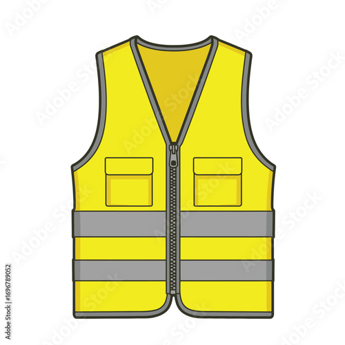 High-visibility safety vest silhouette with reflective strips on a white background. EPS 10.
