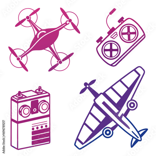 Vector art of drone and airplane vector illustration