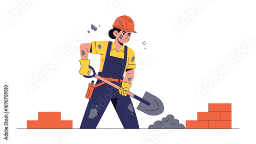 Construction Worker: A hardworking construction worker, diligently focused on a project, her dedication captured in this illustrative image.