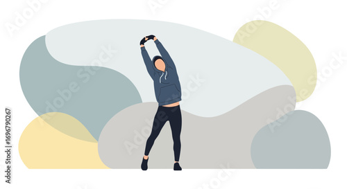 Person Stretching in Activewear Against Abstract Background Ready For Fitness