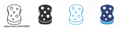 Cleaning sponge icon set in outline and flat style , vector illustration. 