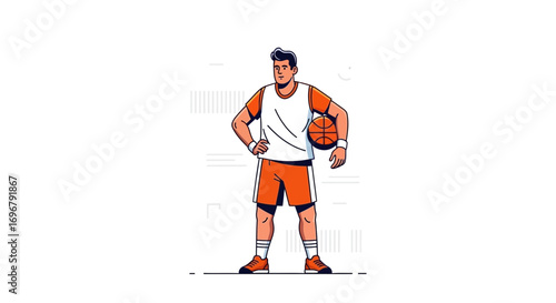 Player Holding Basketball On Court Ready For Game Showing Athleticism And Sportsmanship