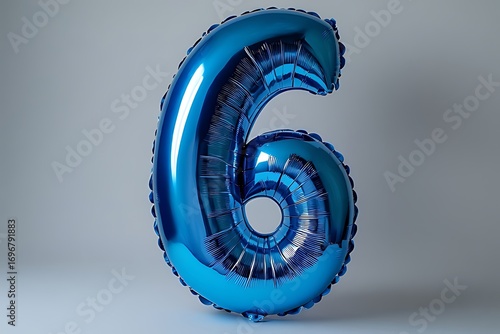 Blue Number 6 Balloon mfc70mwm2cn9yj stock