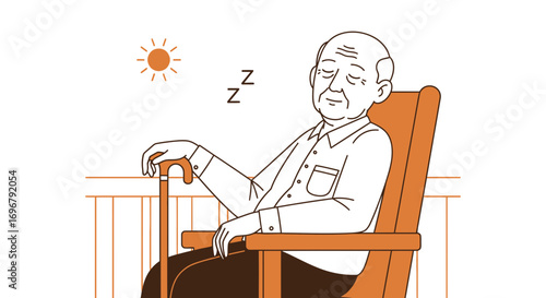 Serene Senior Resting In Chair On A Sunny Day Dreaming Of Tranquility