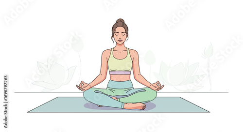 Serene Woman Practicing Yoga, Embracing Tranquility, Achieving Inner Peace Through Meditation