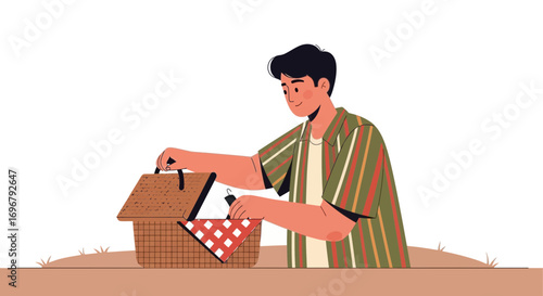 Preparing For A Relaxing Outdoor Meal With The Essentials In The Picnic Basket