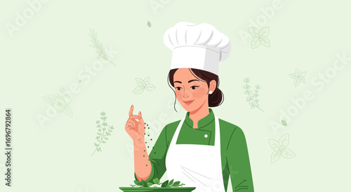 Professional Chef Adding Flavors from Spices For Culinary Creation In The Kitchen
