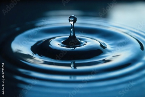 Serene macro shot of water droplets cascading onto a still, dark surface, creating mesmerizing concentric ripples Perfect for meditation, spa, or nature themes , relaxation, zen water, macro