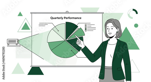 Professional Presenting Quarterly Performance Data Analysis On Screen For Business Growth