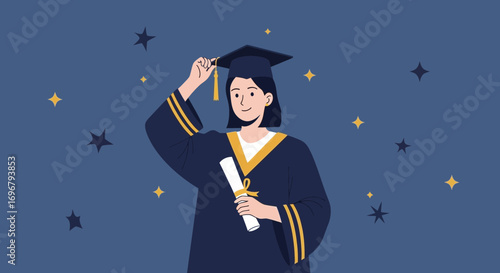Proud Graduate Holding Diploma Celebrating Their Academic Achievements With Joyful Enthusiasm