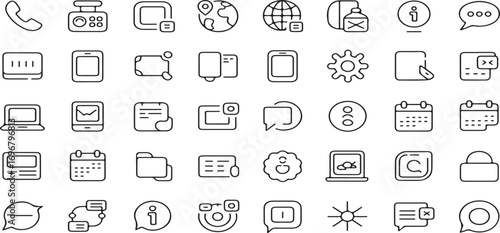 file management icons, communication icons, folder icons, laptop icons, cloud icons, file icons, document icons, app icons, email icons, chat icons, camera icons, vector illustration icon 