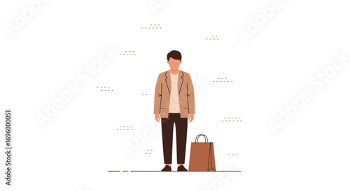 Stylish Individual With Shopping Bag Reflecting Modern Fashion Trends and Consumerism