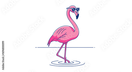 Stylish Flamingo Embraces Summer With Cool Sunglasses And Relaxed Coastal Vibes