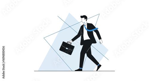 Successful Businessman Walking With Briefcase Towards Future Ambitions, Energetic, Dynamic
