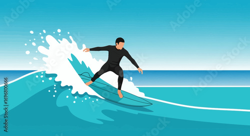 Surfer Skillfully Rides a Dynamic Wave Creating a Spectacular Display of Athleticism