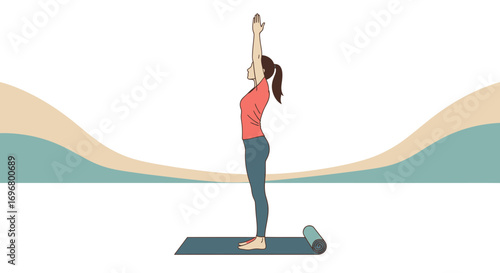 Woman Doing Yoga Pose, Peaceful Morning Exercise, Healthy Lifestyle and Wellness