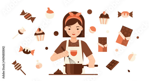 Sweet Creations: A Young Woman Baking Delicious Desserts for Culinary Delights