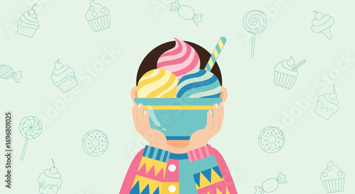Sweet Treat Dreams: A Delightful Illustration Of Delicious Ice Cream and Festive Sweets