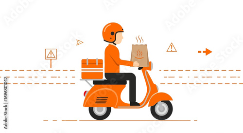 Swift Delivery Service: A Rider Zipping Across Town, Delivering Delicious Food Quickly and Safely