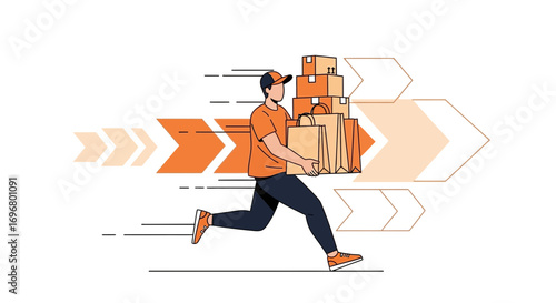 Swift Package Delivery: A Fast-Paced Illustration Showcasing Express Shipping Service