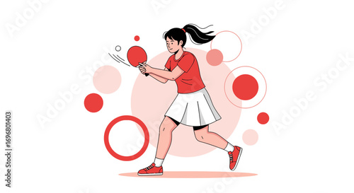 Table Tennis Player Ready To Serve During A Lively Match With Dynamic Movements Illustrated