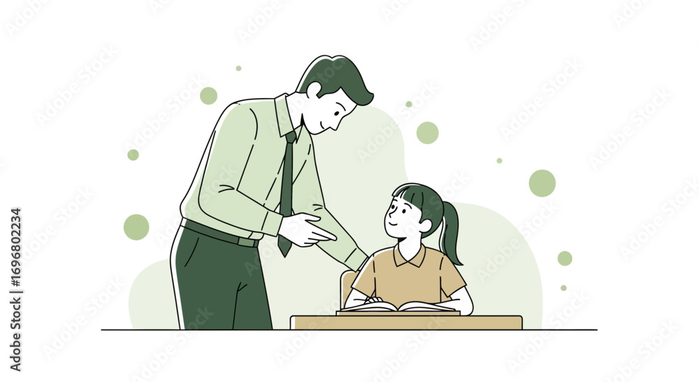 Fototapeta premium Teacher Mentoring Student, Guidance and Support Shown With Professionalism and Kindness