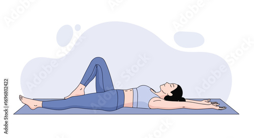 Woman in Relaxation Pose on Exercise Mat after Physical Activities for Well Being