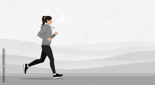 Woman Jogging In Urban Landscape, Exercise Outdoors Maintaining Healthy Lifestyle