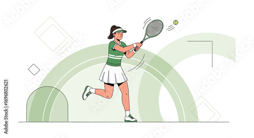 Tennis Action Captured: A Dynamic Illustration of Athleticism and Sportive Movement