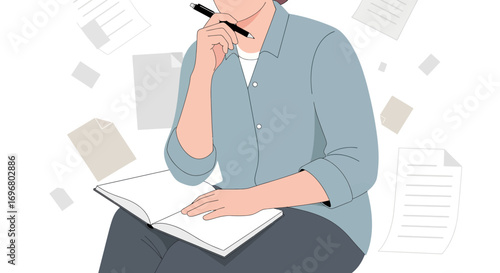 Thinking Person, Pondering Thoughts and Jotting Ideas within the Context of Documents
