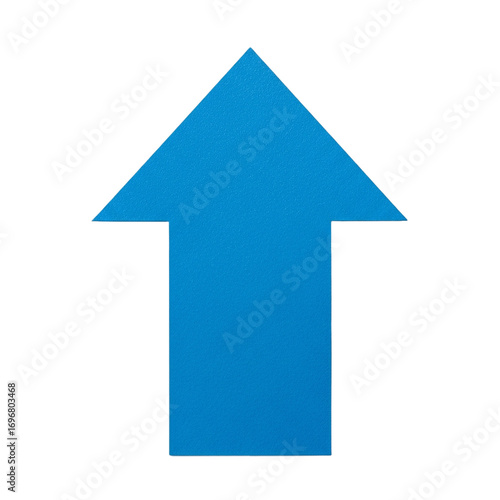 Bold Azure Arrow Pointing Skyward Guiding Path Directional Sign Upward Movement Choice on transparent background