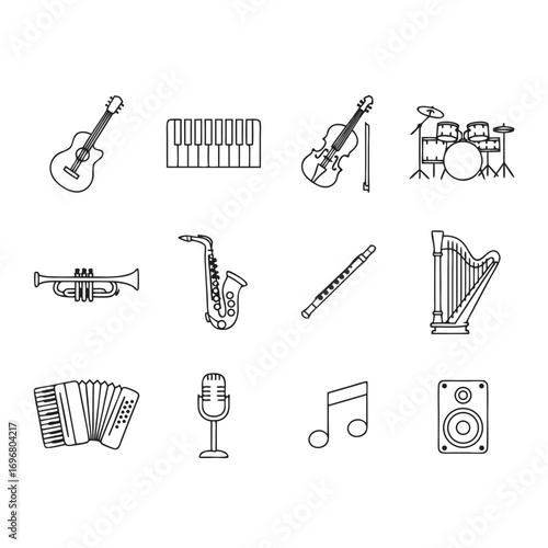 set of musical instruments vector