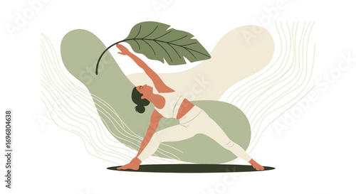 Woman Practicing Yoga Poses While Harmonizing With Nature And Embracing Stillness